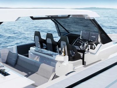 DeAntonio Yachts D32 Toretto NEW 2024 Charter Ibiza www.deantonioyachtsibiza.com lunch area